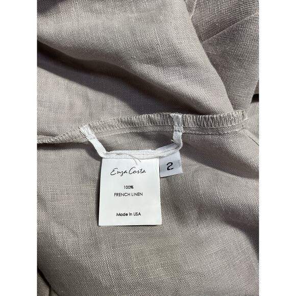 Enza Costa Grey French Linen Shirt Size 2 - Picture 5 of 5